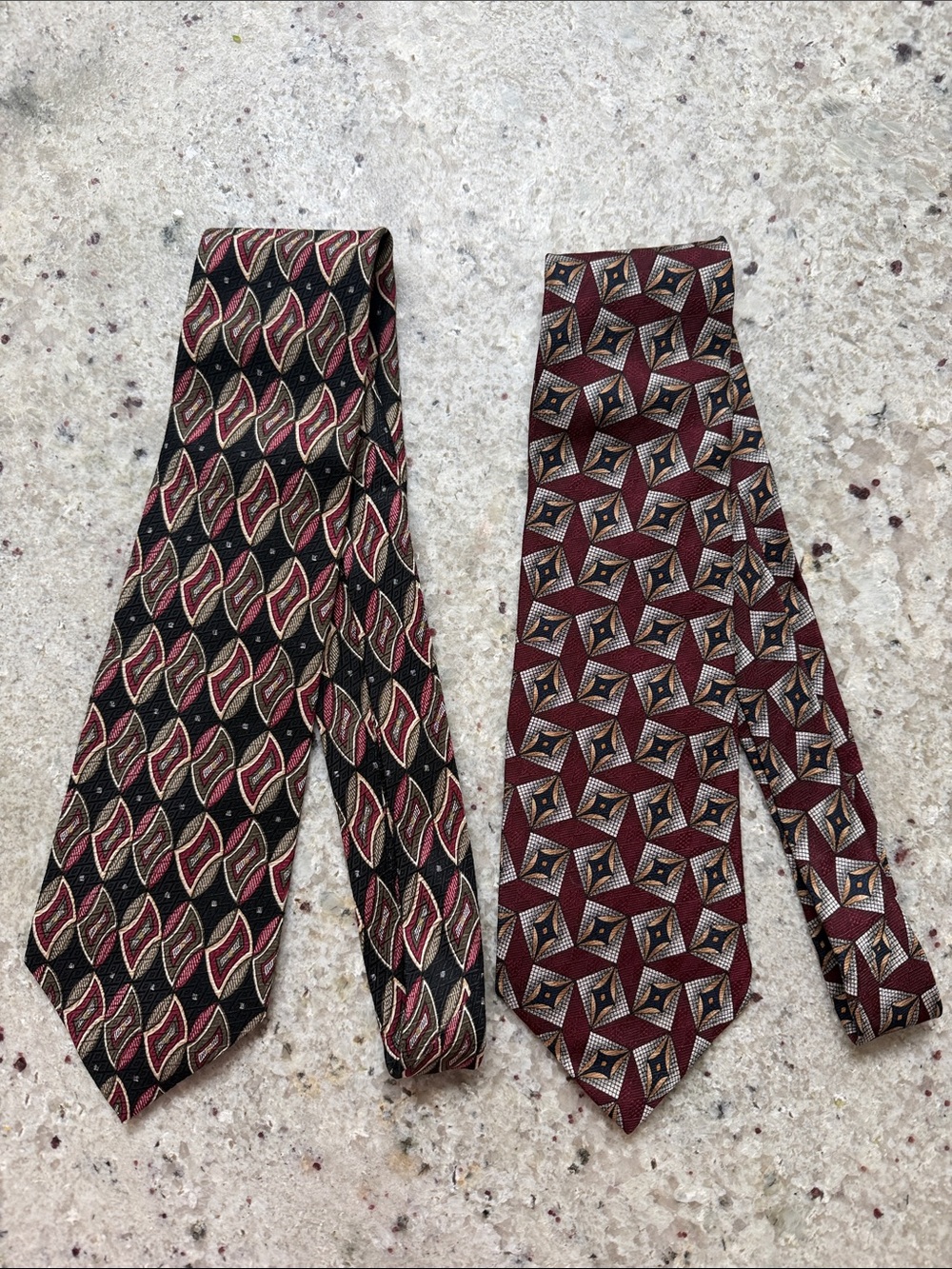Vintage Givenchy Men’s Tie Bundle Red Geometric Print 100% Silk